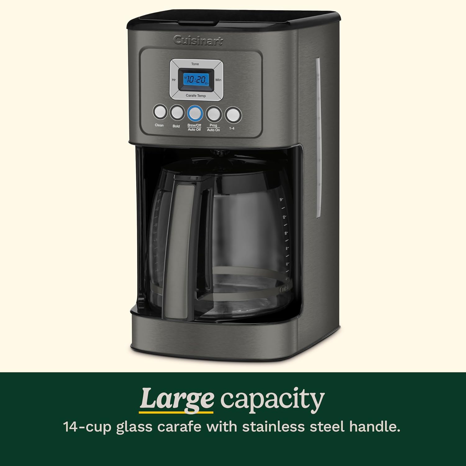 14-Cup Programmable Coffee Maker Glass Carafe Stainless Steel Brew Control Machine