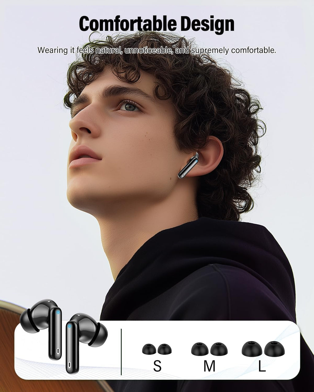 Wireless Noise Cancelling Earbuds Bluetooth In-Ear Headphones with Charging Case Audio