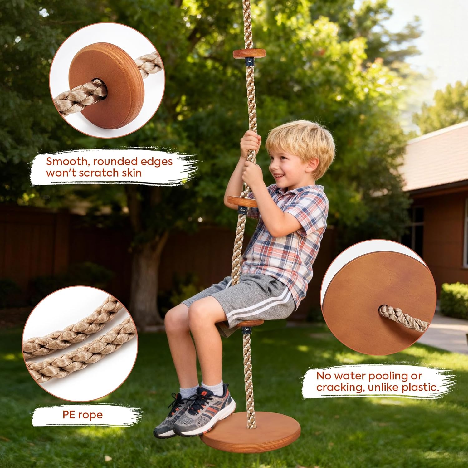 Cedar Wood Outdoor Swing Set Wave Slide Rock Wall Kids Playset